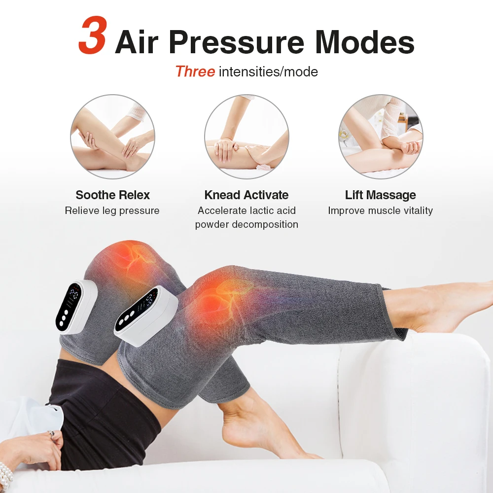 1 Pair Electric Heating Leg Massager Airbags Calf Massage Hot Compress 3 Modes 3 Gears Relax Muscle Fatigue USB Rechargeable 2