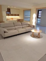 Minimalist Beige Art Stripe Carpet Comfortable Luxury Bedroom Carpets Soft Large Area Living Room Rug Abstract Line Balcony Rugs 1