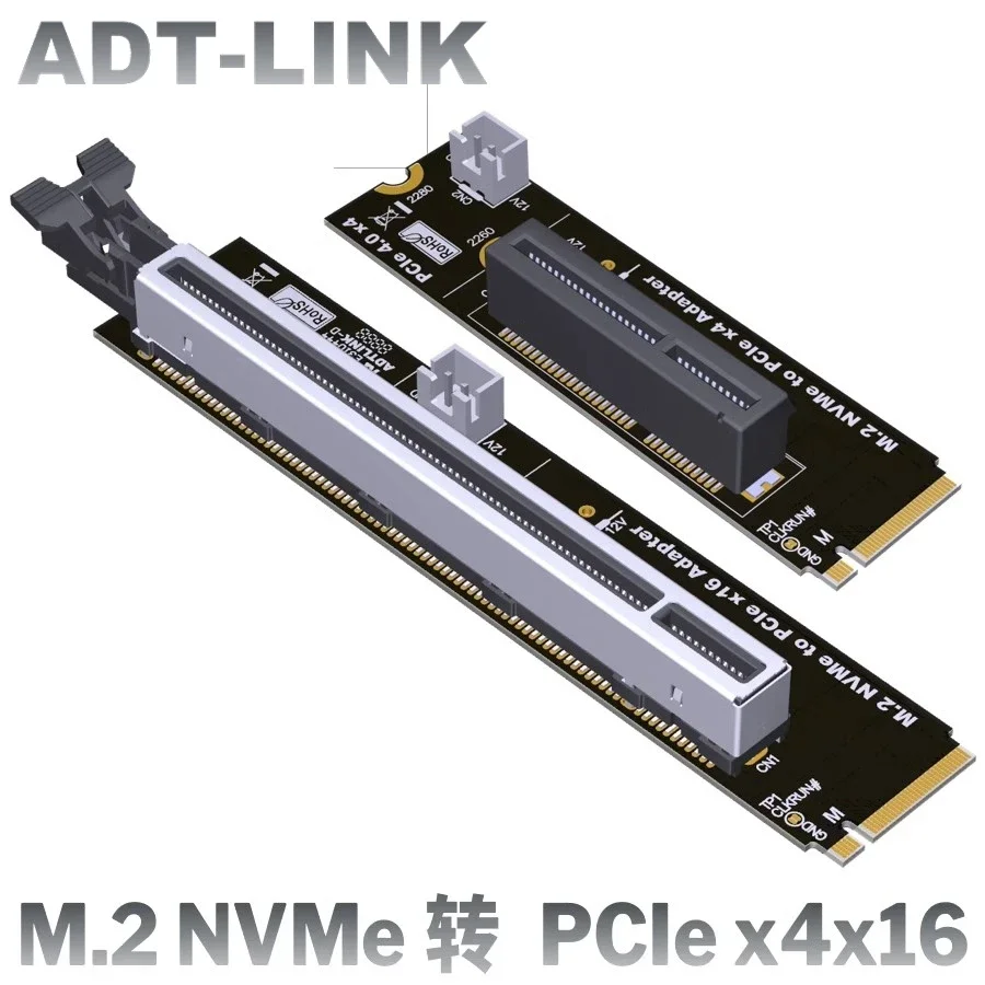 Placa Pcb Adaptador de Energia Sata Velocidade Total 4.0 para Nvme M.2 2260 2280 Ssd Adt Pcie 4.0 M.2 Tecla-m para Pci-e x4 X16 Cartão Riser