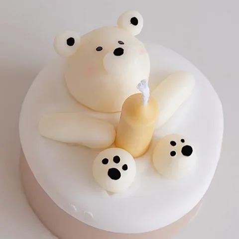 

Creative Split Bathing Kitten Bear Silicone Candle Mold Diy Plaster Diffuser Stone Mould Fondant Cake Soap Making Home Ornament