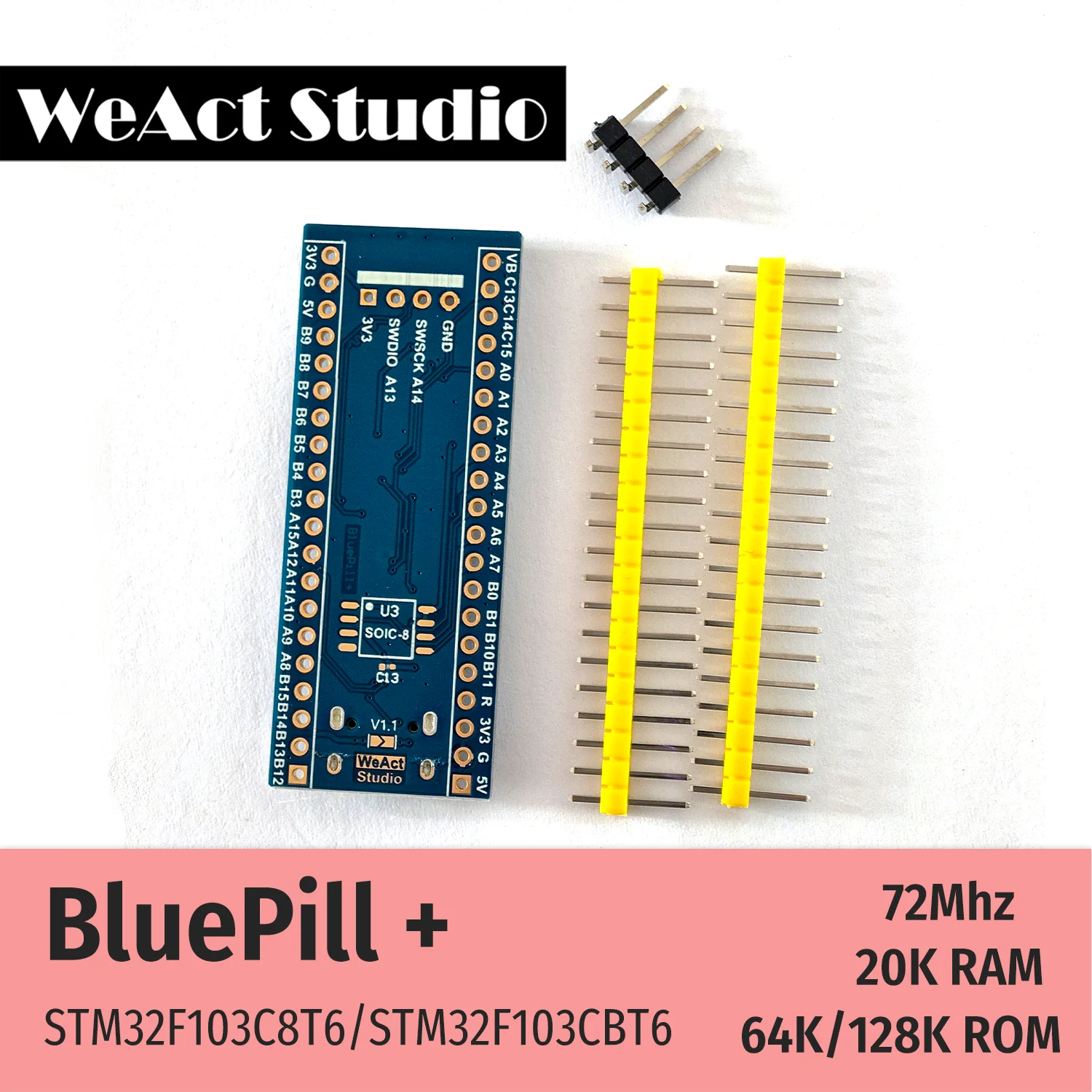 WeAct STM32F103C8T6 STM32F103CBT6 STM32F103 STM32F1 Bluepill Plus ARM STM32 Minimum System Development Board Module 2