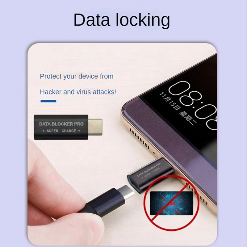 2PCS USB Type-C Data Blocker USB-C Juice Jack Defender Adapter Support Quick Charge(50V/5A) Stop Data Theft 2