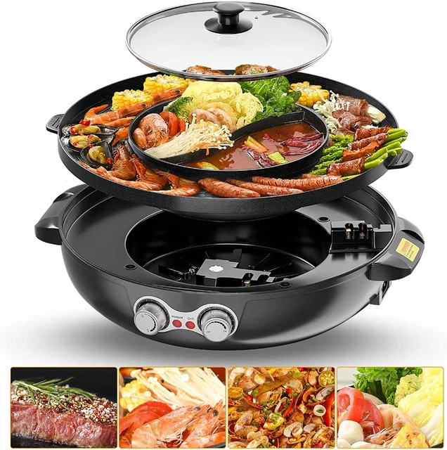 Electric Shabu Shabu Hot Pot with BBQ Grill - China Electric Hot Pot with  Grill and Electric Hot Pot price