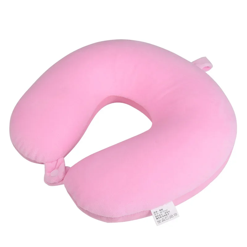 Memory Foam Travel Pillow with Snap Strap and Soft Cover