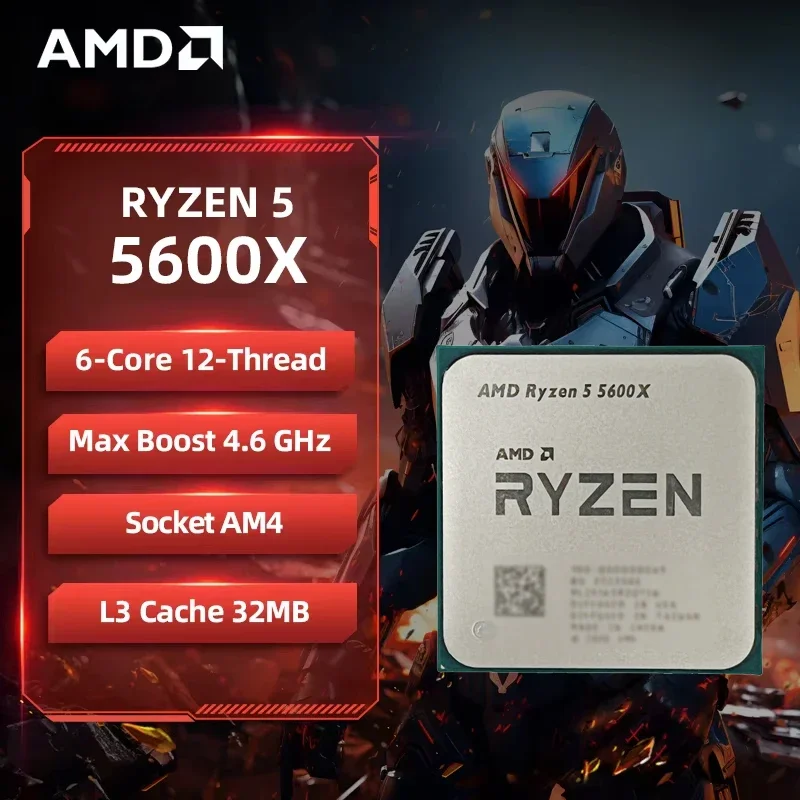 AMD Ryzen 5 5600X AMD R5 5600X CPU 6코어 12스레드 4.6GHz 언락 데스크탑 프로세서 소켓 AM4 게이밍 CPU (패키지 미포함)