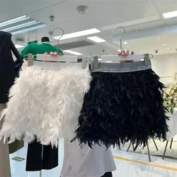 Sweet Skirts Women 2023 Faldas Mujer De Moda High Waist A-line Feather Saia Fashion Korean Jupe 'mini Party Skirt New Bottoms