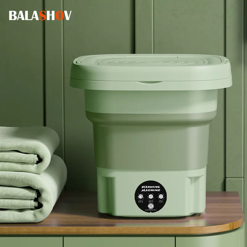 8L Folding Washing Machine with Dryer Bucket for Clothes Socks