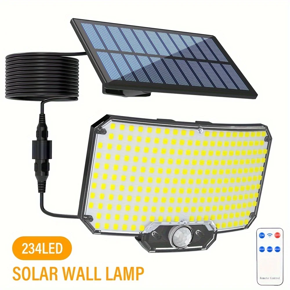 Super Bright 234LED Solar Light 2pcs IR Sensor Street Light Decorative Wall Multiple Switch Modes Remote Control