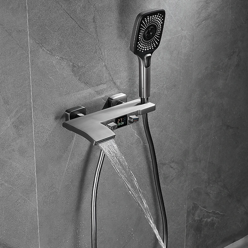 OXG Waterfall Brass Bathtub Faucet Bathroom Faucet Bath Shower Mixer Crane Digital Display Function for bathroom bathtub faucet