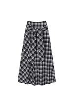 High Waist Plaid A-Line Skirt for plus Size Women Summer Slimming Flattering for Pear aped Body Meat Concealing Skirts - Image 5