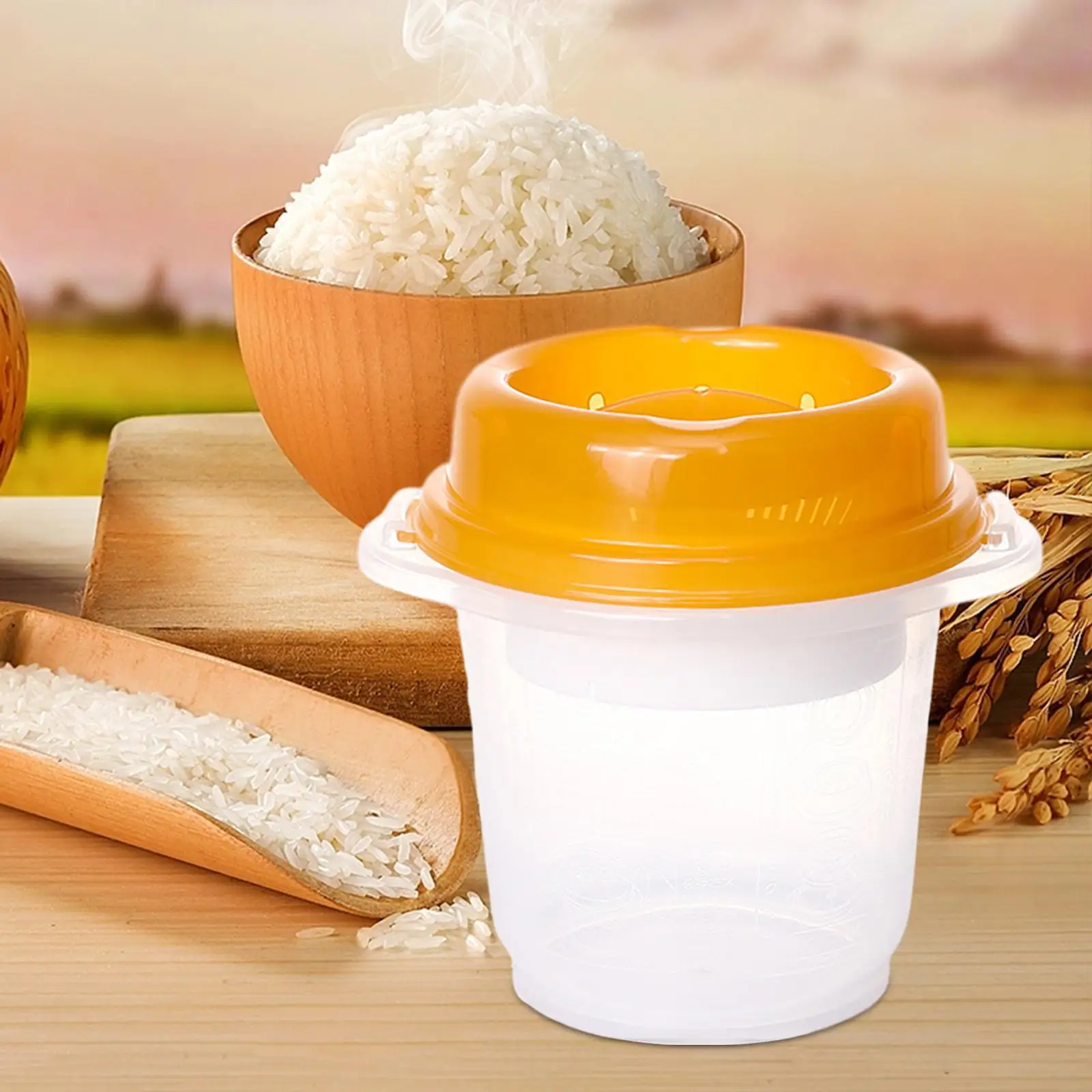 Microwave Rice Cooker Pot 900ml Microwave Rice Maker for Office Home Veggies