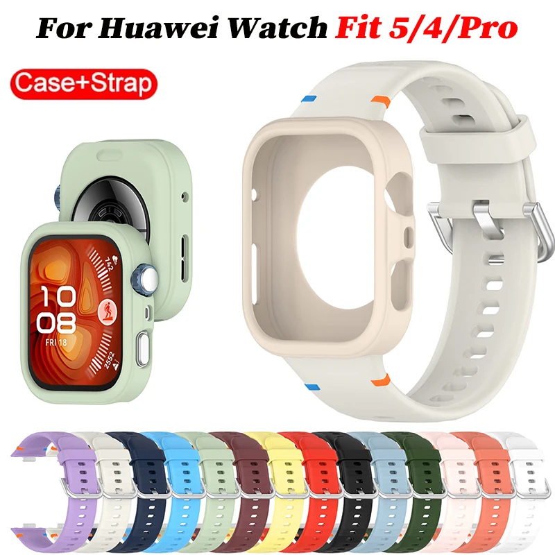 Protective Soft Case with Silicone Sports Strap for Smartwatch Fitness Bands