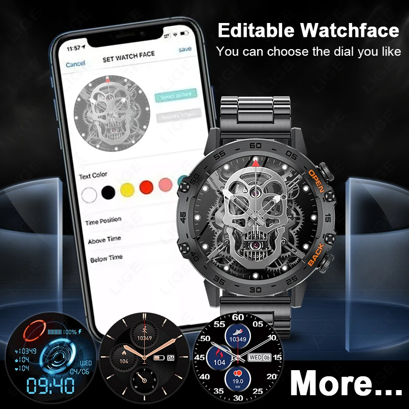 LIGE Original Men Smart Watch Bluetooth Call Fitness Clock Waterproof Sports Man Military Smartwatch For Xiaomi Android 2024