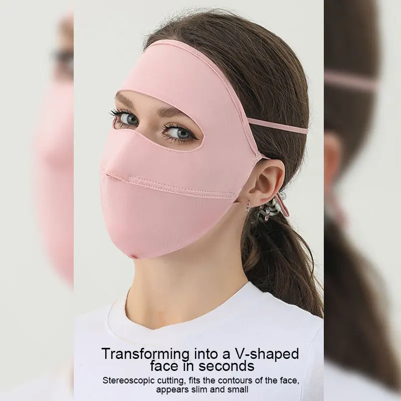 Full Face UV Protective Mask Fashion Simple Solid Breathable Soft Stretch Hanging Ear Type