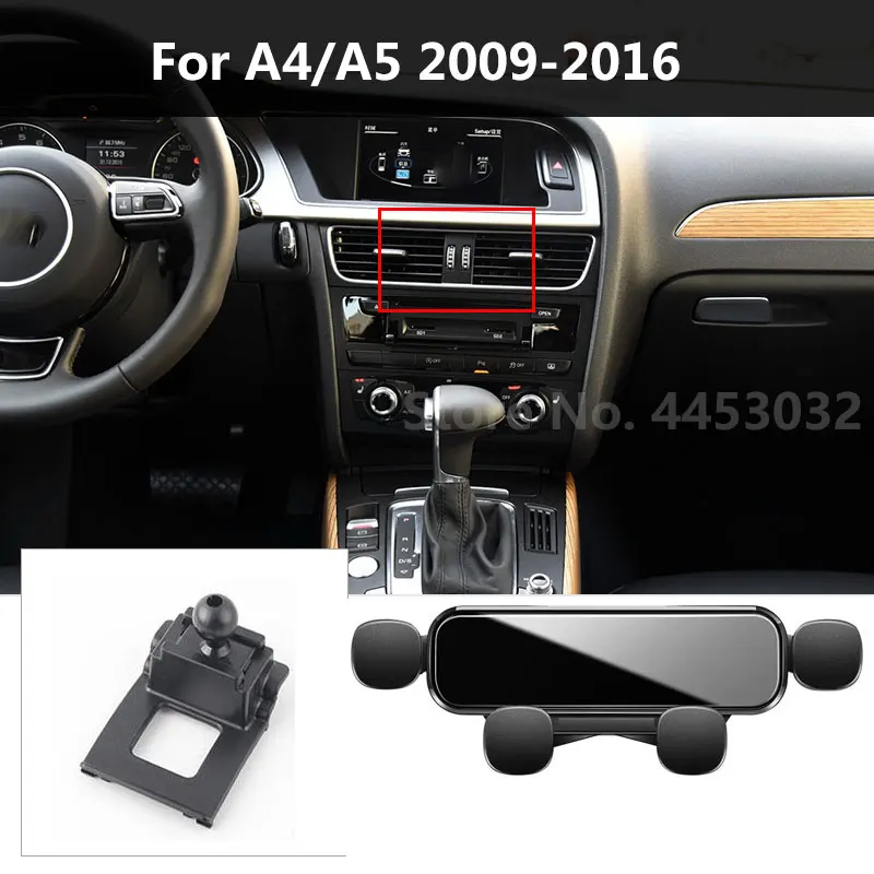 

Car Mobile Phone Holder For Audi A4 B9 A5 8WH B8 2011-2022 Gravity Navigation Bracket Mute Not Block Air Vent Mounts Accessories