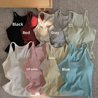 Summer New Sle Sexy Pure Desire Hot Girl Slim Fit Tank Top Women's Padded Sports Bra Vest U-Ne ort Length Cotton Blend - Image 4