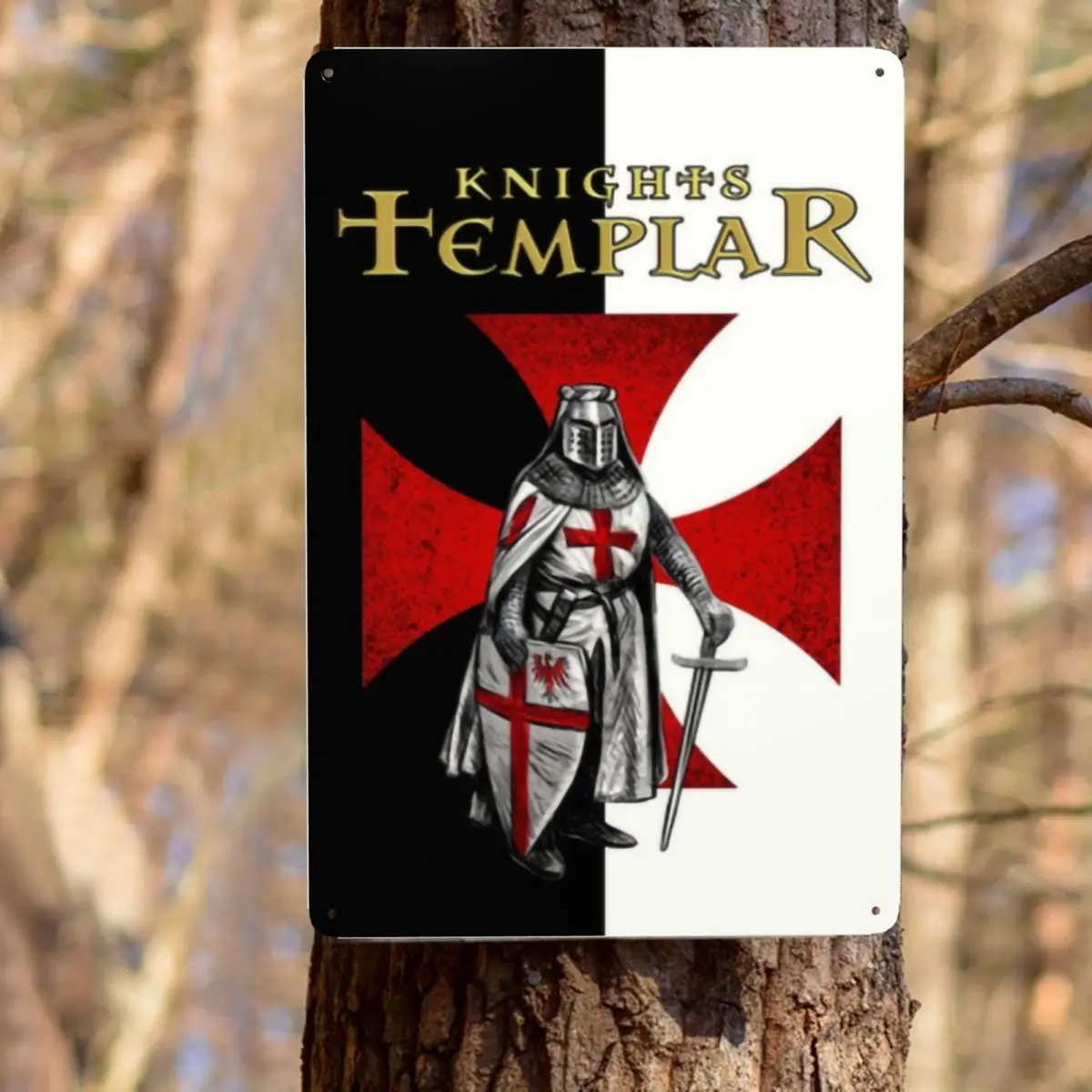 Retro Knight Templar Metal Sign Custom Crusades Knights Christian Warrior Tin Plaque Cafe Man Cave Bar Decorations Art images - 6