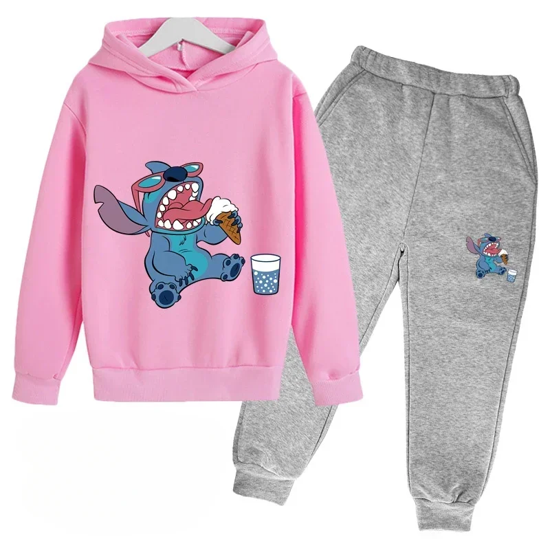 thumbnail image 1 of Ropa para niños, tendencia, chándal cálido, otoño, estampado de dibujos animados de anime, sudadera con capucha para niños y niñas, conjunto de traje de dos piezas y pantalones, 1 of 5