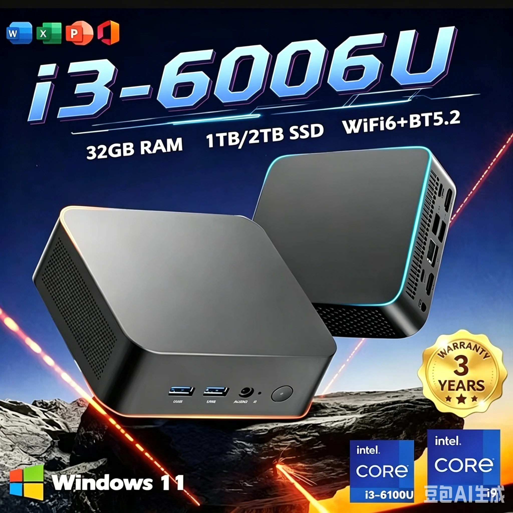 2026 레노 미니 게이머 휴대용 컴퓨터 인텔 코어 i3-6006U 16GB 램 2TB..