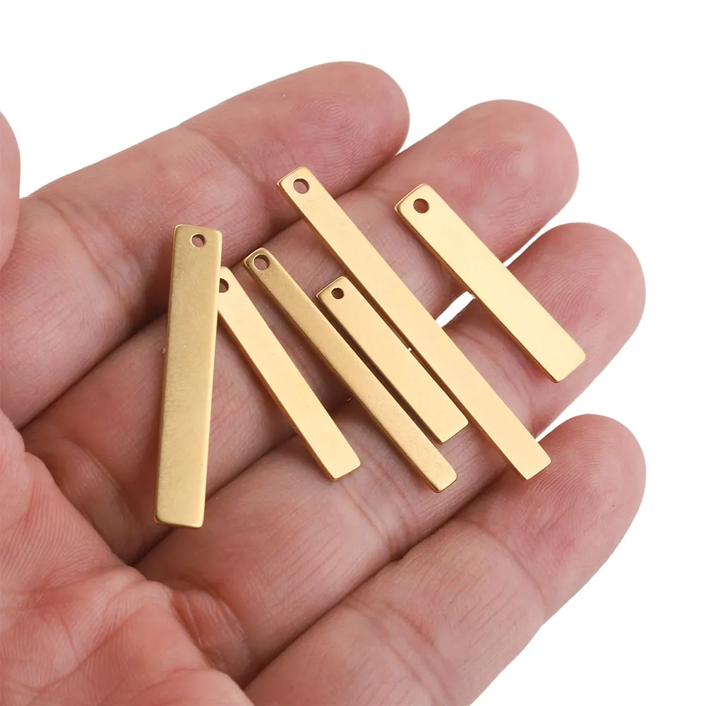 20pcs Stainless Steel Gold Plated Rectangle Long Charm Earrings Pendant Conectors for Jewelry Making Supplies Necklace