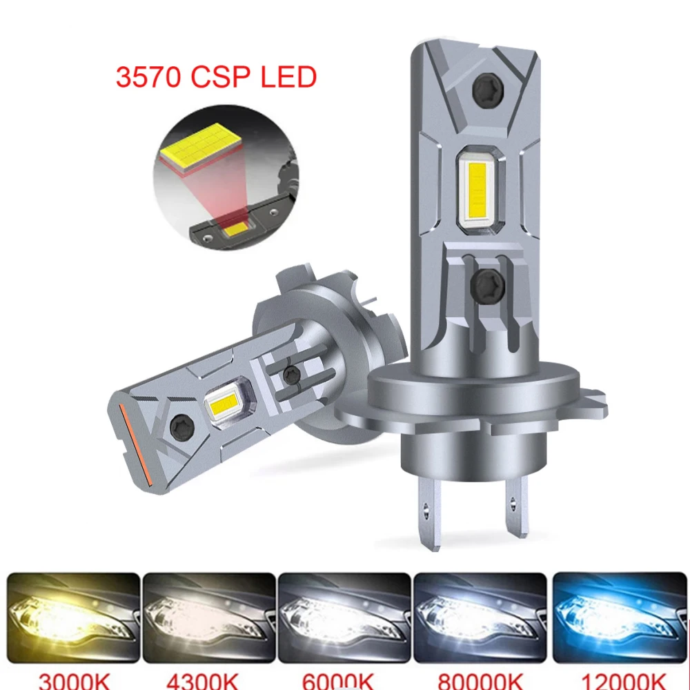 

2Pcs CSP LED Car Headlight H7 1:1 Mini Size Headlamp 120W 58000LM 6500K Car Lamps Super Bright Plug And Play Car Fog Light Bulbs