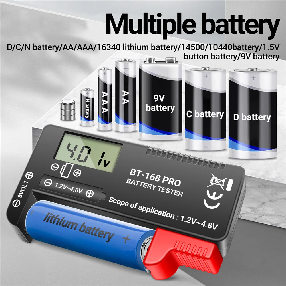 Bt-168 Pro Mini Battery Monitor Digital Display 1.2V-4.8V Portable Measure 18650 AA/AAA Type Battery Tester Tools