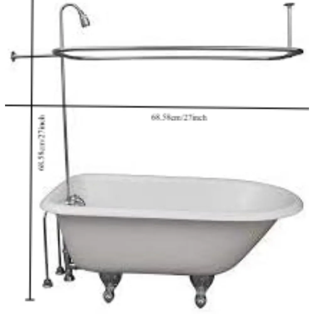 Clawfoot bath shower faucet and rectangular combination set - 3/8-8-inch chrome center diverter faucet - 3/4 "MIP connection 3