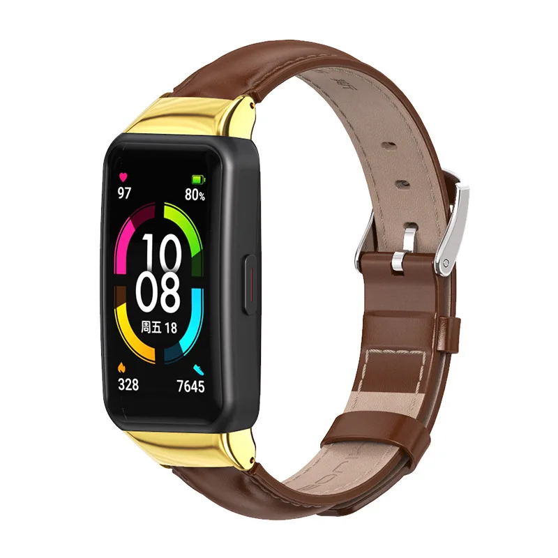 Strap For Huawei Honor Band 6 Genuine Leather Smart Watch Bracelet for Honor 6 Wristband Replacement Strap For Huawei Band 6 005