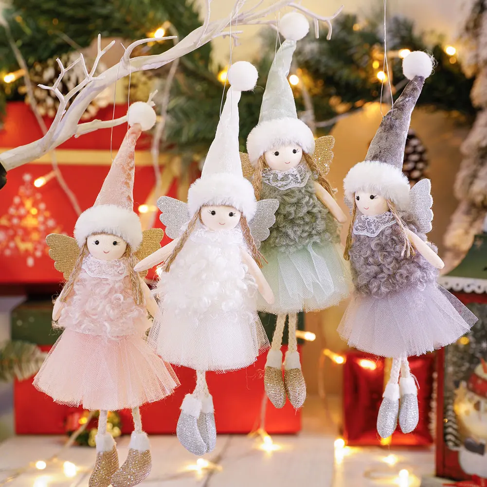 

4PCS Christmas Plush Angel Doll Toy Hanging Pendant Ornaments New Year Xmas Tree Decorations Noel Natal 2024 Home Decor
