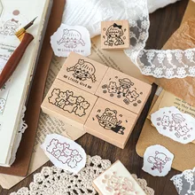 

Vintage Wooden Seal Stamps Mary Nursery Rhyme Sewing Stamping Creative Pattern Crafts DIY Scrapbooking Arts Planner Accessories