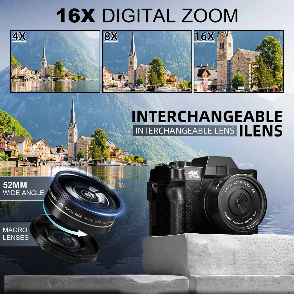 NBD 4K ビデオカメラ 48MP 60fps 32GB Wi-Fi Free Shipping! NBD Digital Camera with 48MP Autofocus 4K
