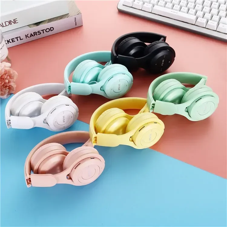 Macarone Wireless Bluetooth Headphones HIFI Surround Sound Foldable Laptop Headsets with Mic For Children