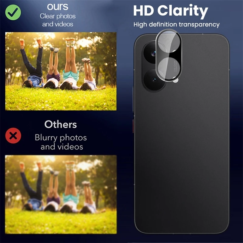 2-Pack Black 3D Camera Protective Glass with 9H Curved Lens Film