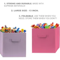 Pomatree 13x13x13 Inch Storage Cubes - 6 Pack - Fun Colored Large Storage Bins | Dual Handles | Foldable Cube Baskets 3