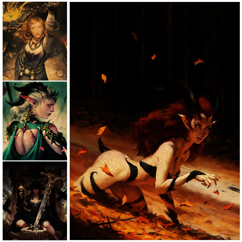 

Goat Monster In The Forest And Witchcraft Of Seduction Wall Art Canvas Painting Vintage Poster And Prints Home Decor Unframed