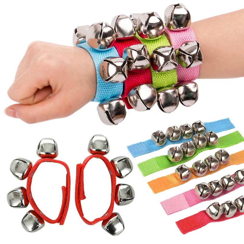 1 Pairs Wrist Bells Kids Jingles Shake Rattles Toy Percussion Educational Toys Wearable Not Easy To Deform Orff Bell Ring