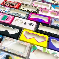 100 Pcs Eyelash Packaging Box Bulk Wholesale Custom 3D Mink Lashes Boxes Packaging With Logo Makeup Set Eyelashes Case Pack 1