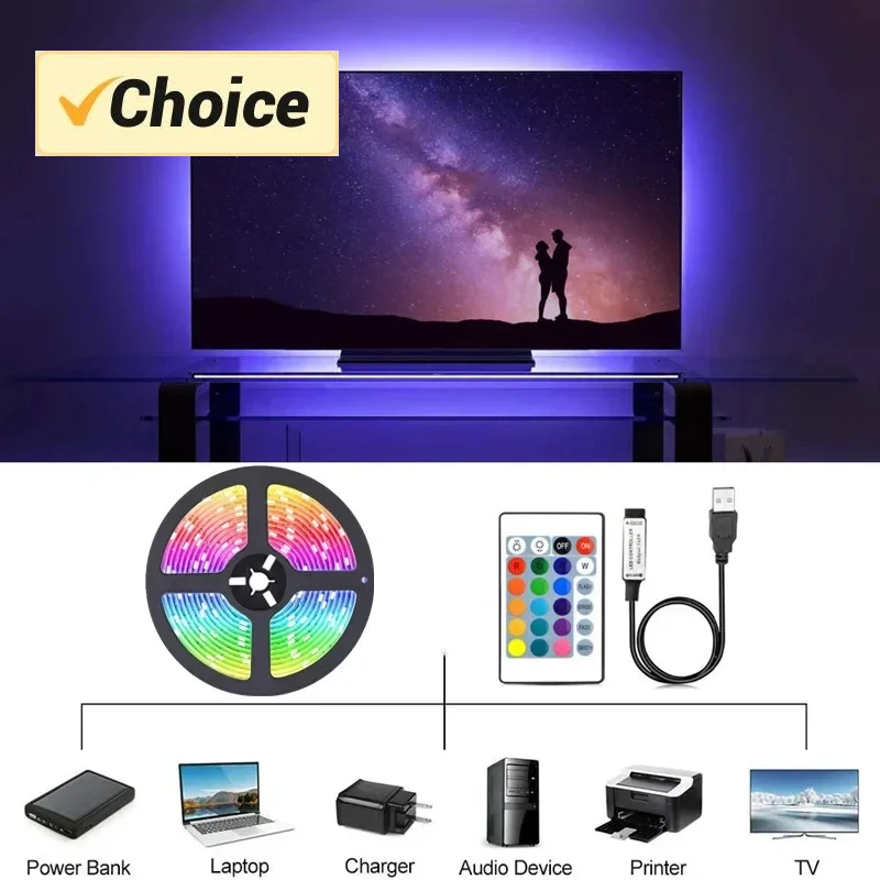 Светодиодные ленты для подсветки телевизора, 3-10 м, USB 2835, 5 В