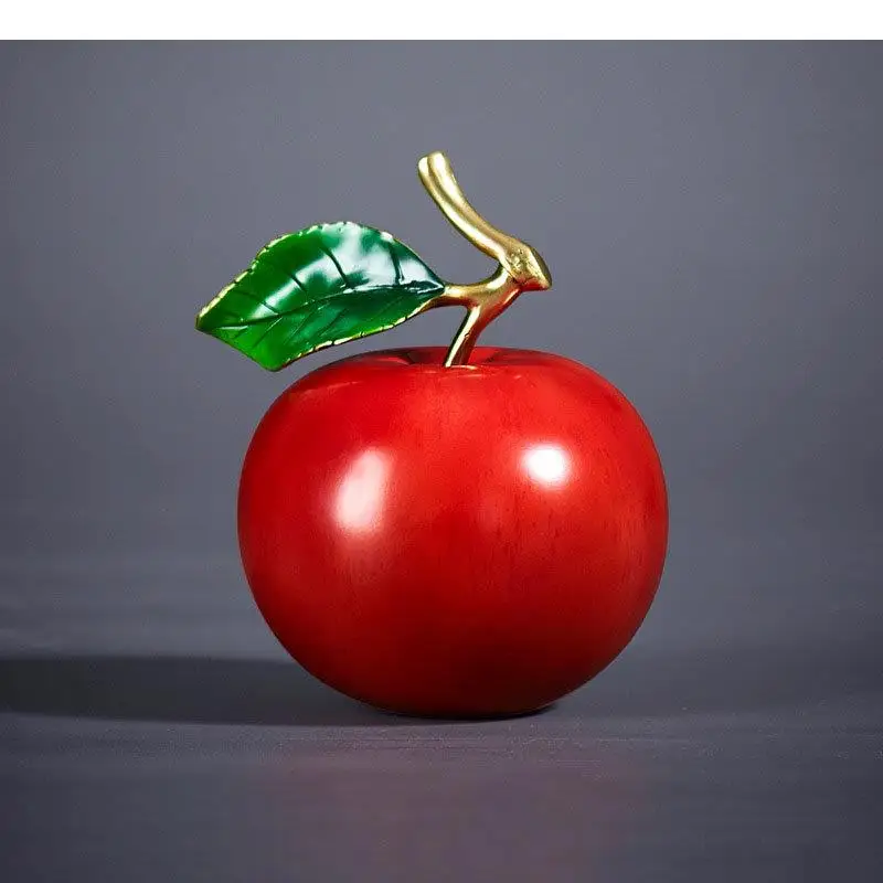 

Simulation Red Apple Statue Copper Crafts Desk Decoration Modern Design Fruits Sculpture Ornaments Living Room Furnishings