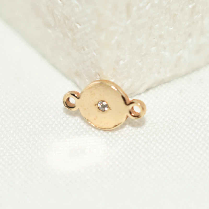 14K Gold Filled 5MM Disc With Zircon Round  Gold Charm Jewelry for DIY Bracelet Necklace Making Hypoallergenic Jewelry Accessory
