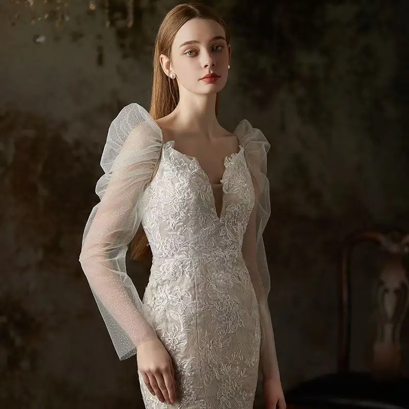 Bridal Sleeves Thin Sleeves Shining Transparent Women's Wedding Party Skirt Accessories Multi Color Long