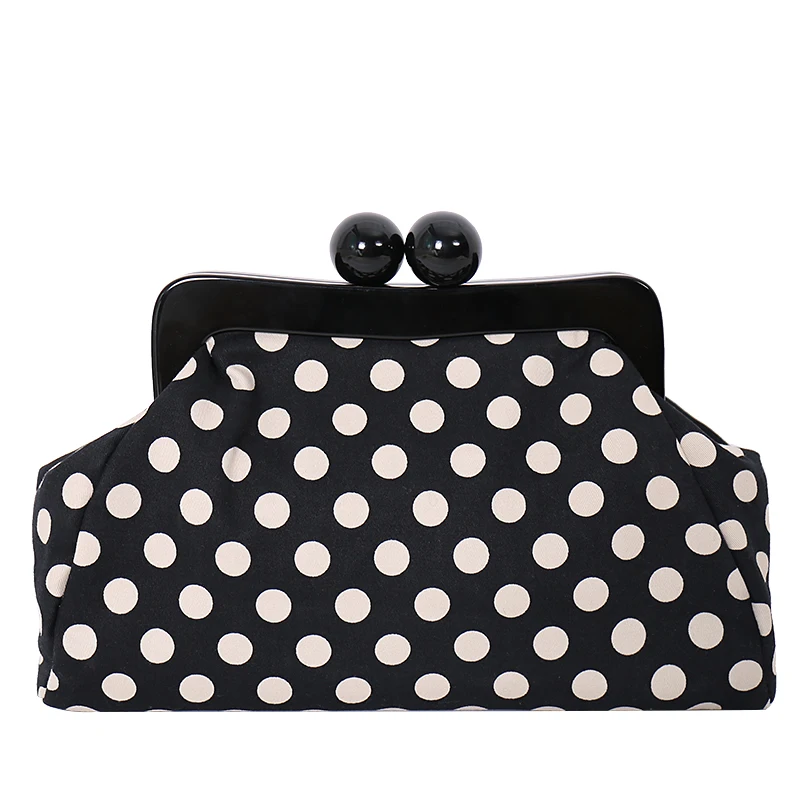 Women Polka Dot Handbag Shoulder Bag Clip Evening Day Clutches Acrylic Clip Bag Crossbody Bag Zipper & Hasp Party Wedding - 2