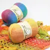 3PCs 400m Rainbow Wool Thread Long Section Dyed Gradient 100g Each Bundle Single Strand Hand Knitted Hat Shawl Coat Wool Thread 3