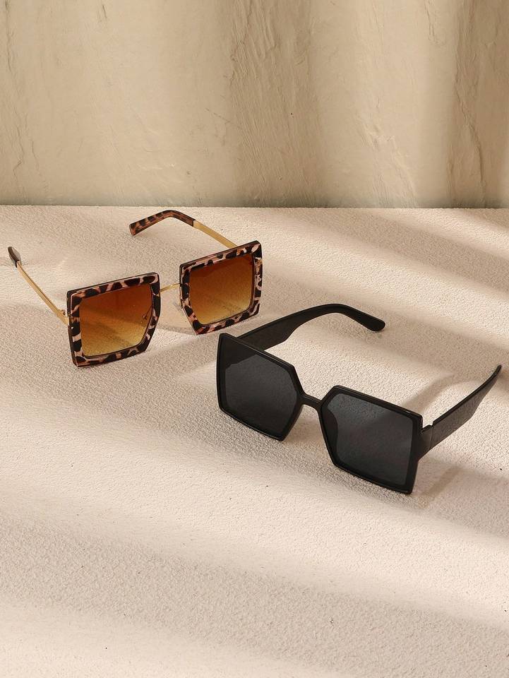 1/2 PC S Fashion Large Metal&Plastic Square Frame Women Sunglasses For Men Daily Life Shades Eyewear Accessories.