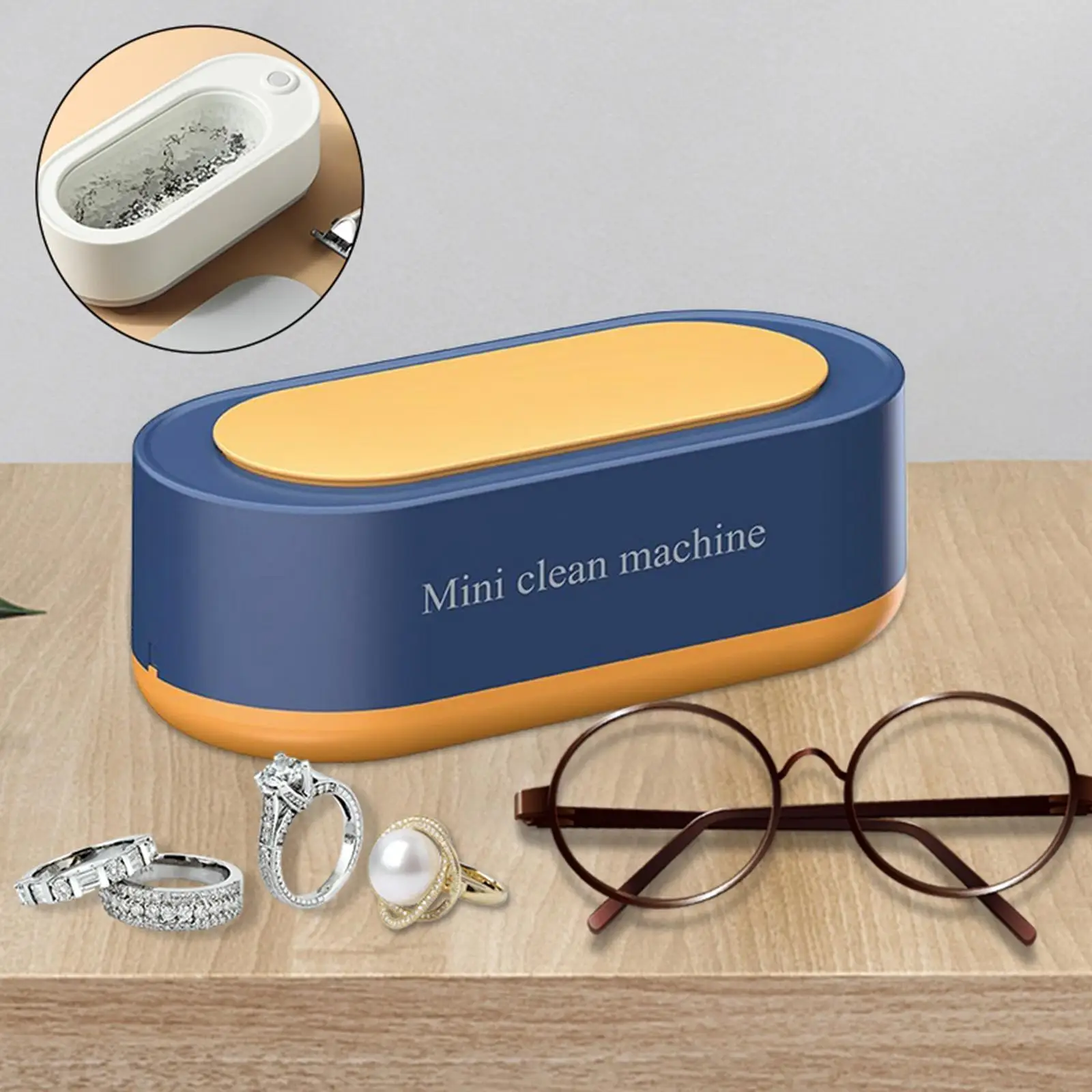 Portable Ultrasonic Jewelry Cleaner USB Rechargeable Glasses Cleaning Machine for Jewelry Dentures Coins Razors Ring
