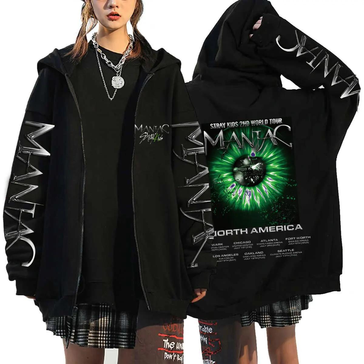 

2023 Kpop StrayKids MANIAC Men/Women ZIP Hoodie Long Sleeve Loose Casual Sweatshirt Couple Style Unisex Streetwear Top
