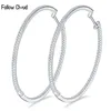 Follow Cloud 50mm Full Enternity Moissanite Hoop Earrings for Women 1.1mm Stone Sparkling Diamond Earing 925 Sterling Silver 1
