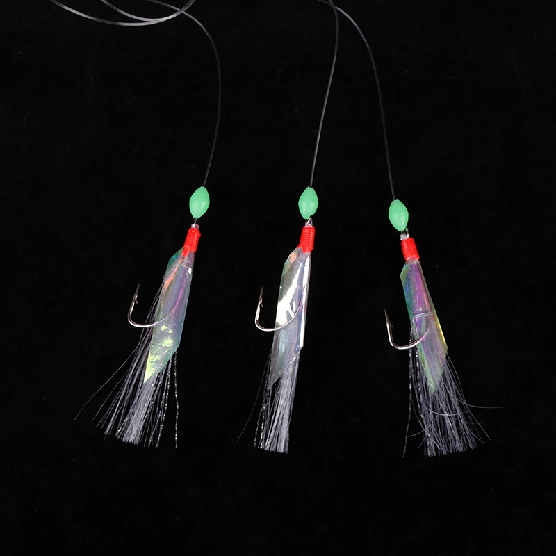 5Pcs/Pack Soft Fishing Lure Rigs Bait Jigs Lure Feather Herring Bait Tool For Mackerel And Deep Sea Fishing Tackle