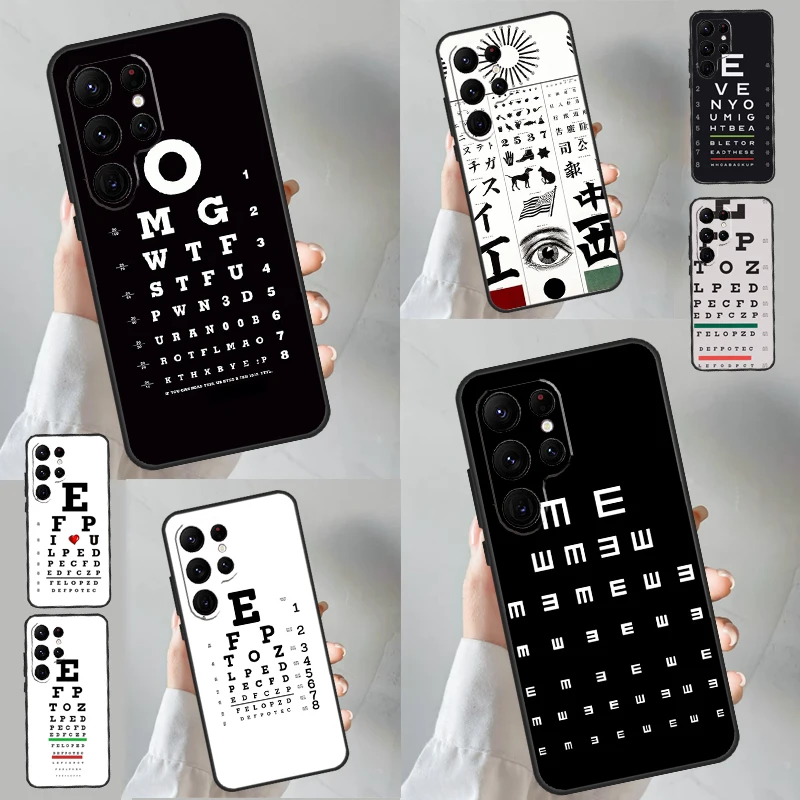 Vision Test Chart Case Per Samsung Galaxy S23 S22 Plus Ultra S21 S20 Fe S8 S9 S10 Note10 Note 20 Ultra Cover