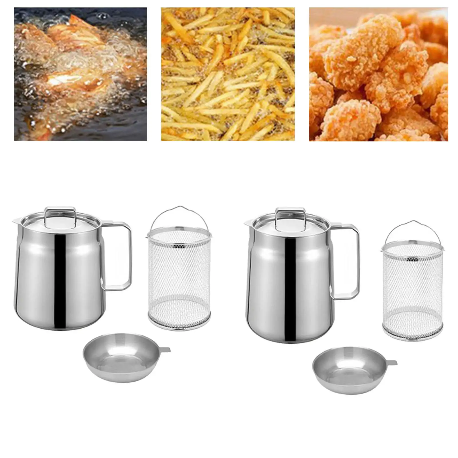 Deep Frying Pot Deep Fryer Basket Large Capacity Nonstick Cookware French Fries Frying Oil Strainer Basket Oil Storage Jar